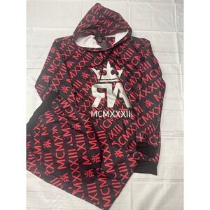 Rta MCMXXXIII All Over Print Hoodie Red Black 3X Roman Numerals Crown